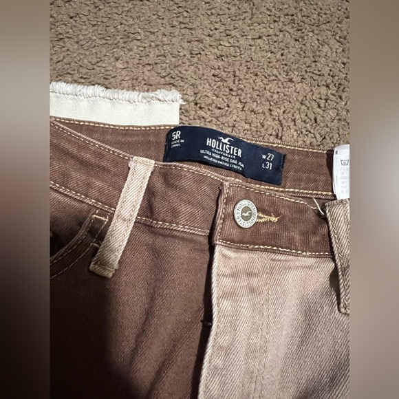 Hollister Patchwork Pants in Brown and Cream. READ DESCRIPTION - Picture 4 of 7